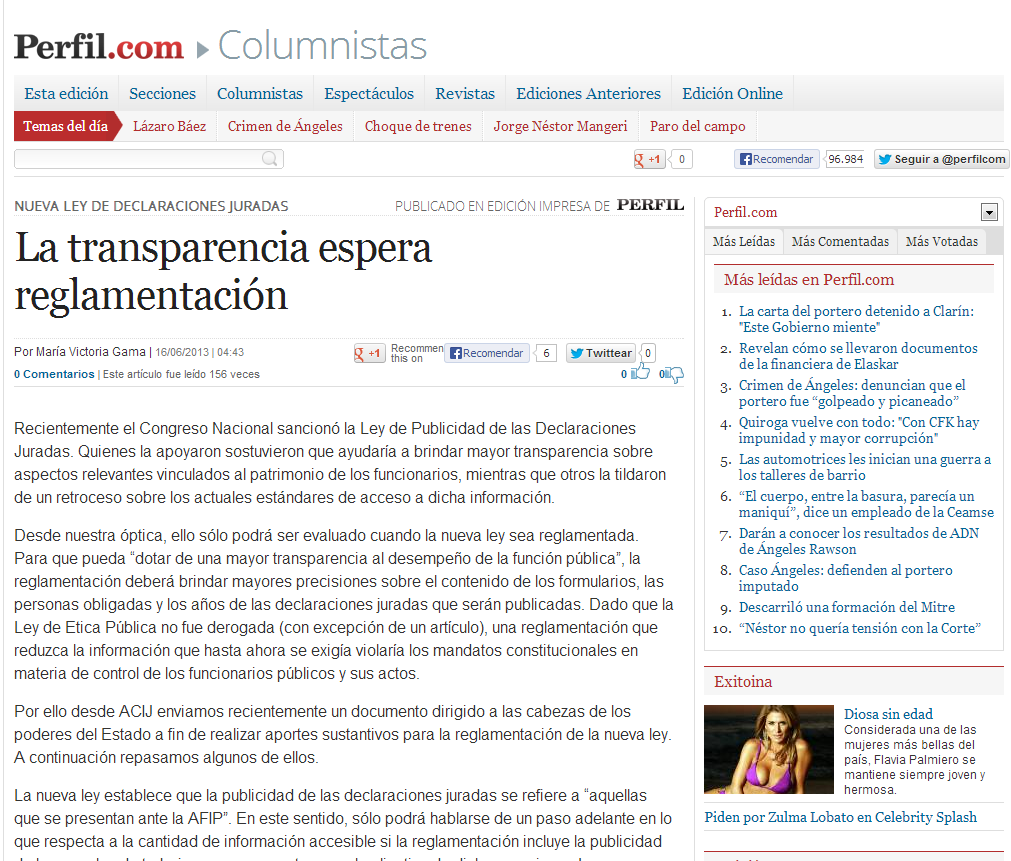 La transparencia espera reglamentación